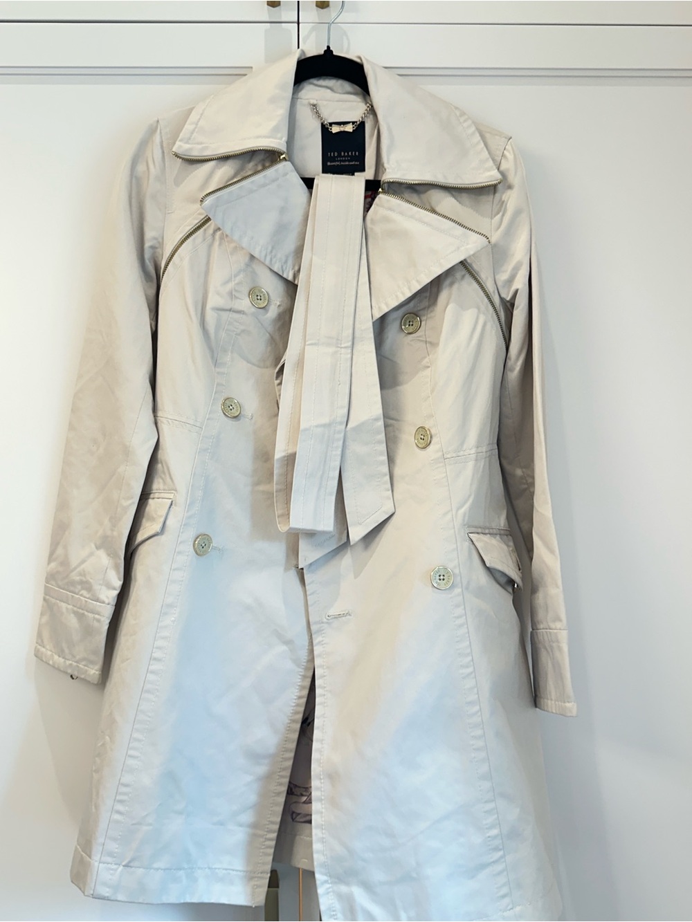 Ted Baker Cream Double-Breasted Trench Coat